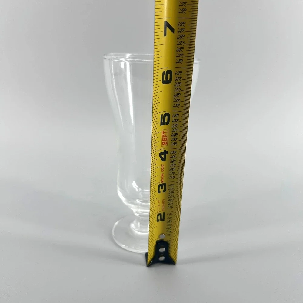 Vintage Clear Glass Hurricane Footed Tulip Cocktail Glasses Set of 6 Retro 6.5